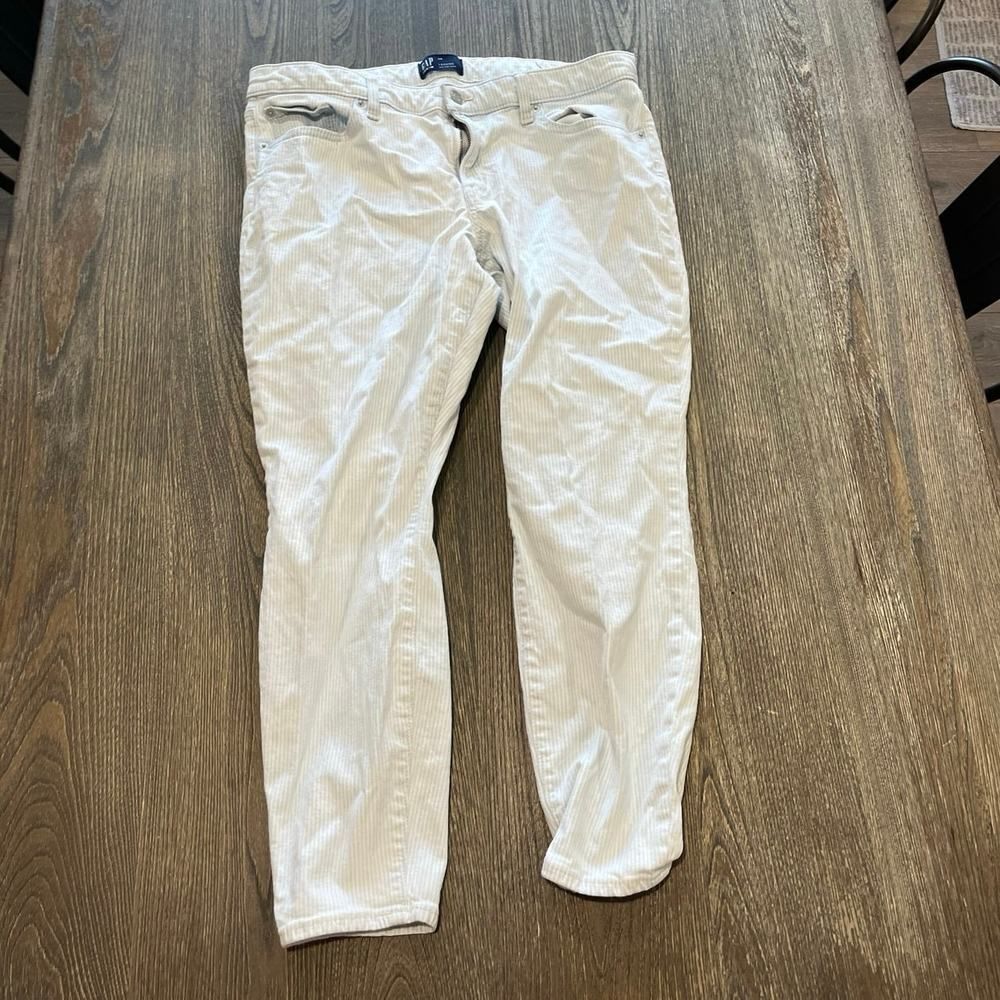 Gap Denim Legging Jeans High Rise Cotton Blend Pinstripe Blue White Size 31R
